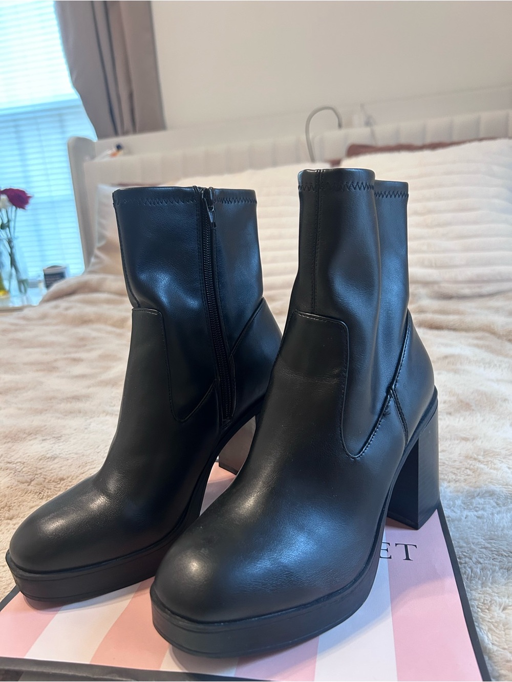 Mix No. 6 Black Platform Block Heel Ankle Boots